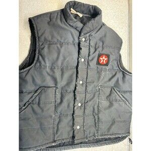 Unitog Mens XL Black Quilted Workwear Vest Snap Front Made in USA Vintage TEXACO